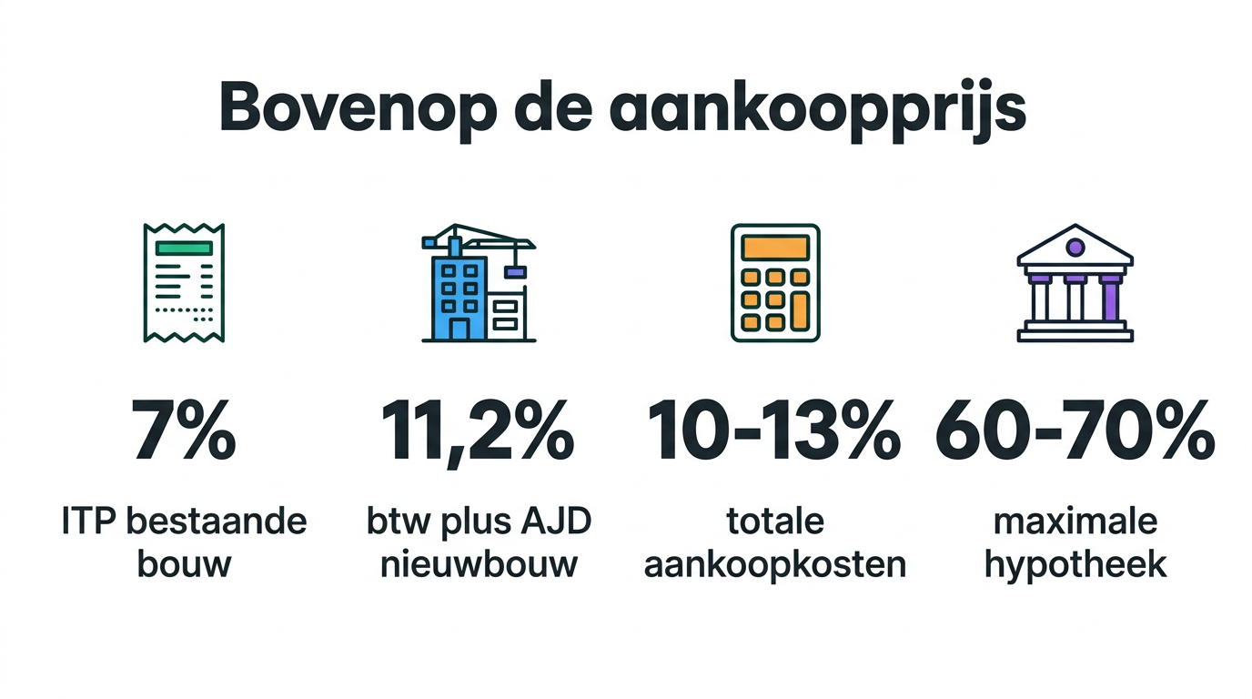 Infographic met de kosten bovenop de aankoopprijs van een woning in Spanje