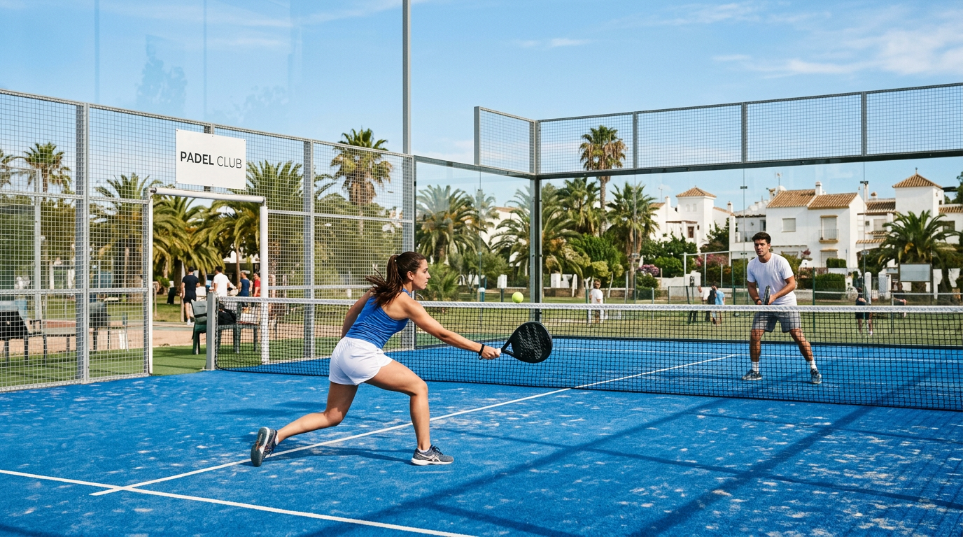 Twee spelers op een padelbaan aan de Costa del Sol
