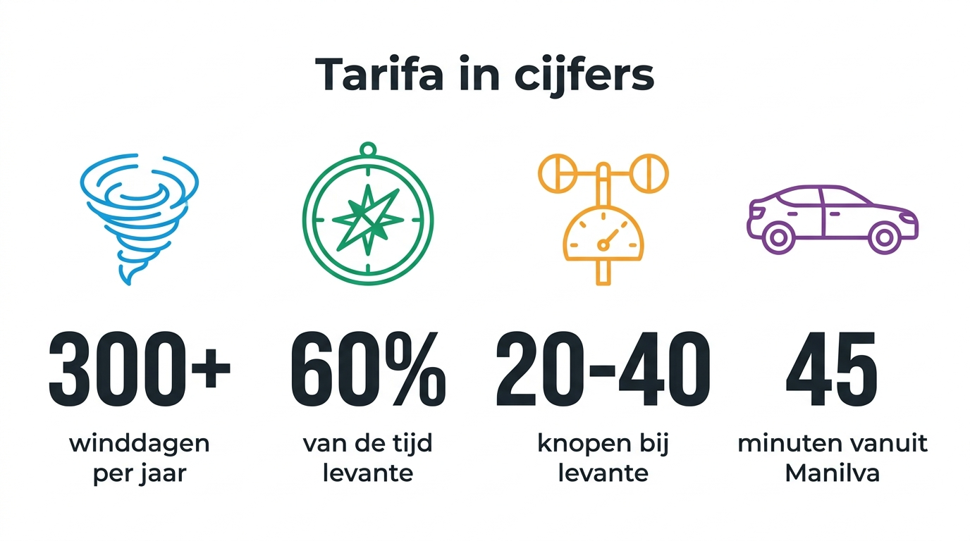 Infographic met kerncijfers over de wind in Tarifa